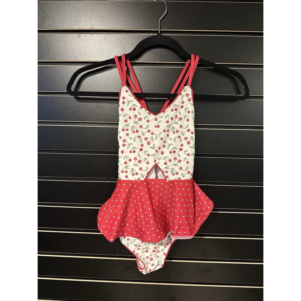 Morgan Skirted One Piece - Red White Cherry Polka Dot Size 6Y NWOT